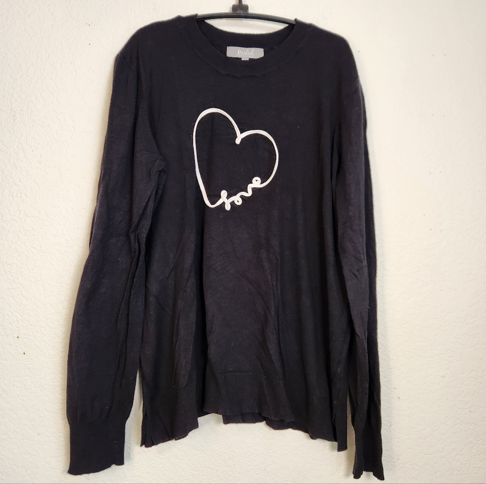 Marled Black Crewneck‎ Sweater - Women's XL